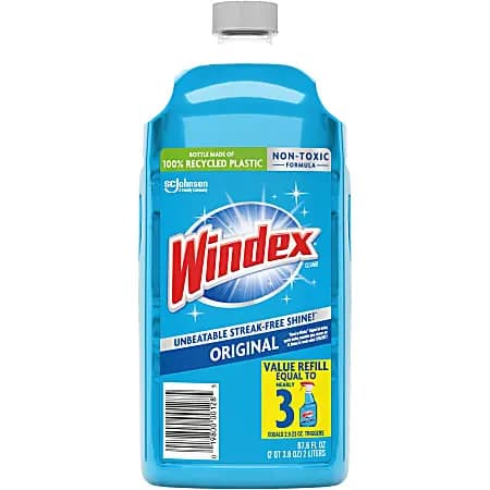 Windex® Original Glass Cleaner Refill - 67.6 fl oz (2.1 quart) - Refillable, Streak-free, Film-free, Phosphate-free - Blue Bottle - 6 / Carton [color Blue, Number Of Containers 6, 
