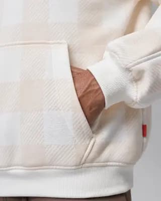 Jordan Brooklyn Men's Brushed Fleece Pullover Hoodie Sail/Fauna Brown [Body: 73% cotton/27% polyester. Hood lining: 73% cotton/27% polyester., Machine wash, XS-3XL]