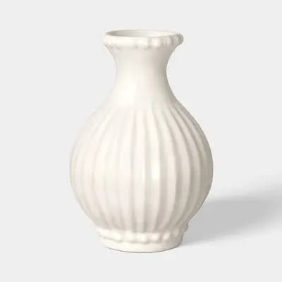 6" Beaded Ceramic Bud Vase Ivory - Threshold™ [6 Inches (H) x 5 Inches (W), 520 Grams, Stoneware]