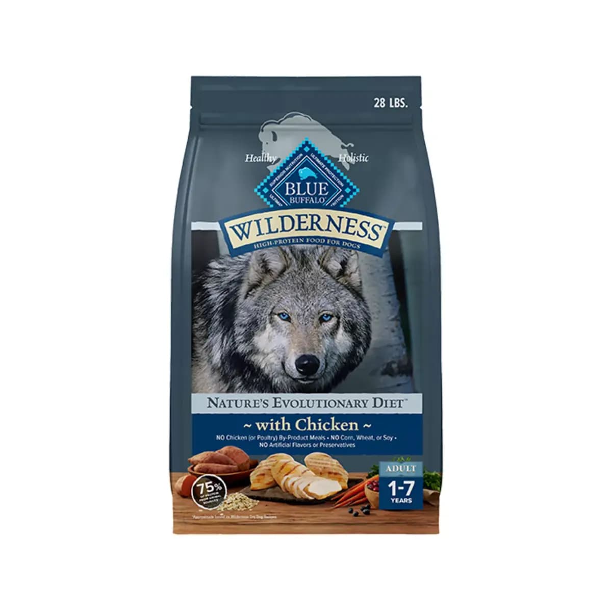 Blue Buffalo Wilderness High Protein, Chicken with Wholesome Grains Adult Dry Dog Food [Brand Blue Buffalo, Food Type Kibble, Breed Size All, Life Stage Adult]