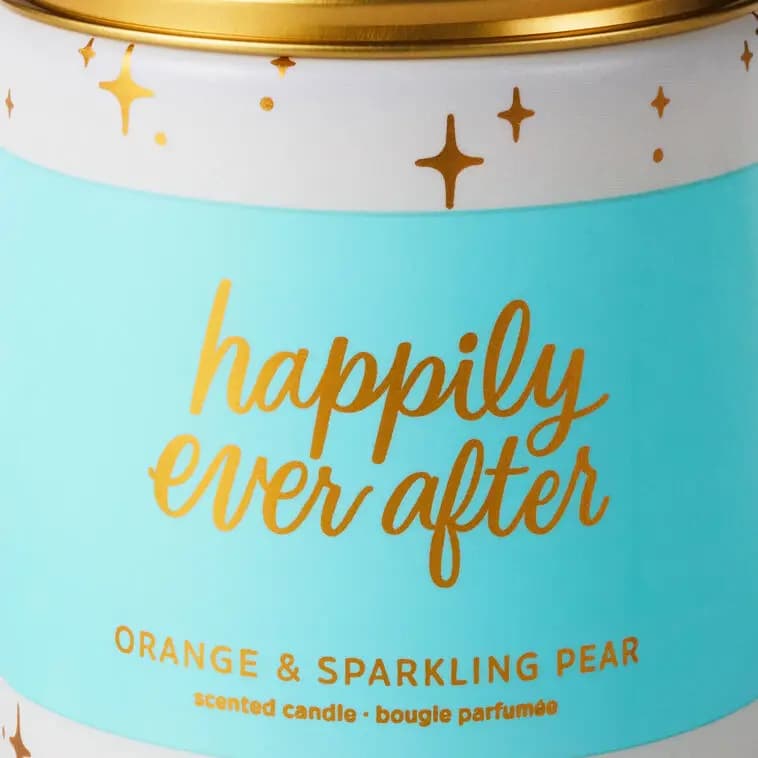 Happily Ever After Orange and Sparkling Pear Scented Jar Candle, 7 oz. [Dimensions 7 oz.; 2.62'' W x 3.62'' H x 2.62'' D, Count 1, Format Candle, Scent Orange and sparkling pear]