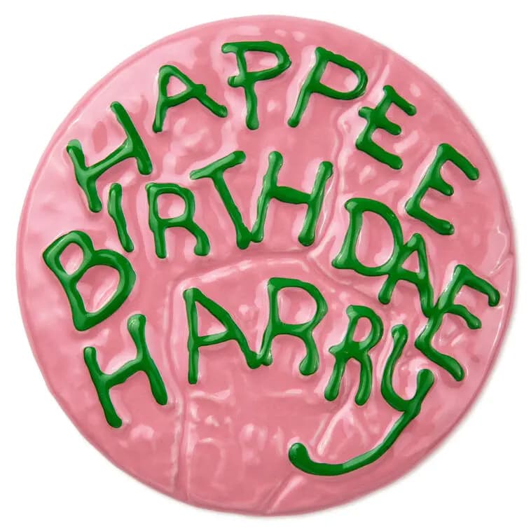 Harry Potter Birthday Cake Lidded Trinket Dish [Happee Birthdae Harry, 4'' W x 2.5'' H x 4'' D, Ceramic., To clean, wipe with a damp cloth.]