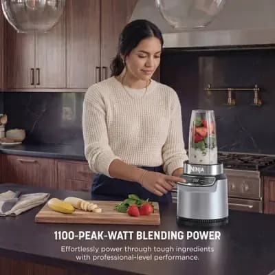 Ninja Nutri-Blender Pro with Auto-iQ - BN401: 1100W Personal Smoothie Blender, Stainless Steel, 2 Cups, Dishwasher Safe [24 Ounces, 1100 Watts, Metal]