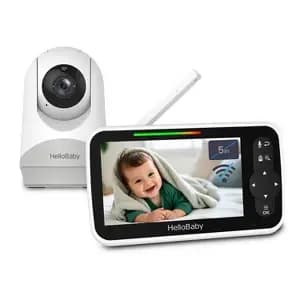 HelloBaby 5" Video Baby Monitor with Remote Pan-Tilt-Zoon (HB6251) - White [Dimensions (Overall) 3.7 Inches (H) x 6.4 Inches (W) x .82 In, Weight .96 Pounds, Features Wi-Fi Enabled