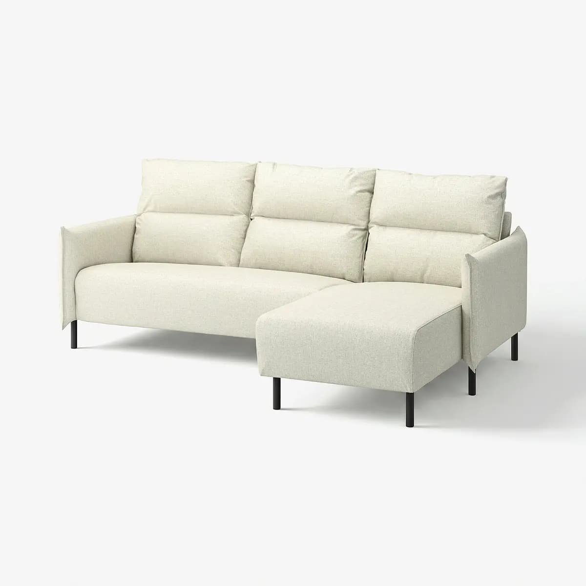 IKEA MANNARP Sofa with chaise, Gunnared beige [Armrest height 25 5/8 ", Depth 37 3/8 ", Height under furniture 6 1/4 "]