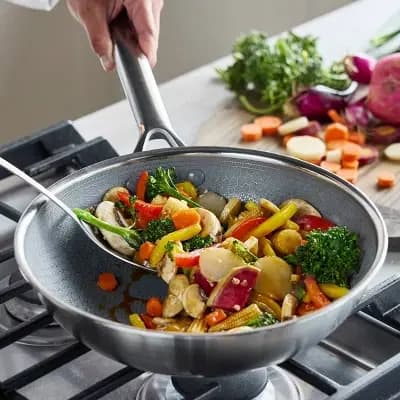 GreenPan Prism 10" Hybrid Stainless Steel and Ceramic Nonstick Wok [Stainless Steel, 3.12 Quart, 10 Inches]