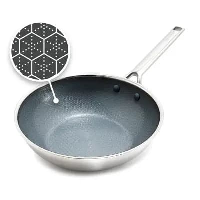 GreenPan Prism 10" Hybrid Stainless Steel and Ceramic Nonstick Wok [Stainless Steel, 3.12 Quart, 10 Inches]