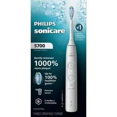 Philips Sonicare 5700 Rechargeable Electric Toothbrush - White [8 Years and Up, Medium, Full]