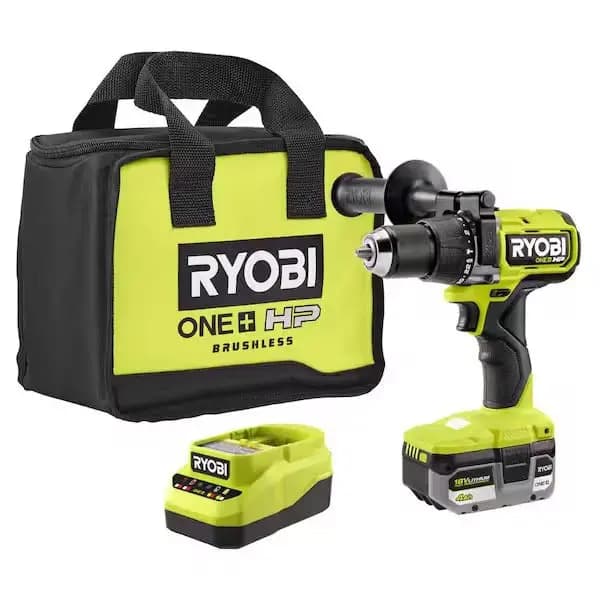 RYOBI 18V ONE+ HP Brushless 1/2" Hammer Drill Kit [Torque Up to 850 in-lbs., RPM 0 - 700 / 0 - 2,150, Chuck 1/2"]