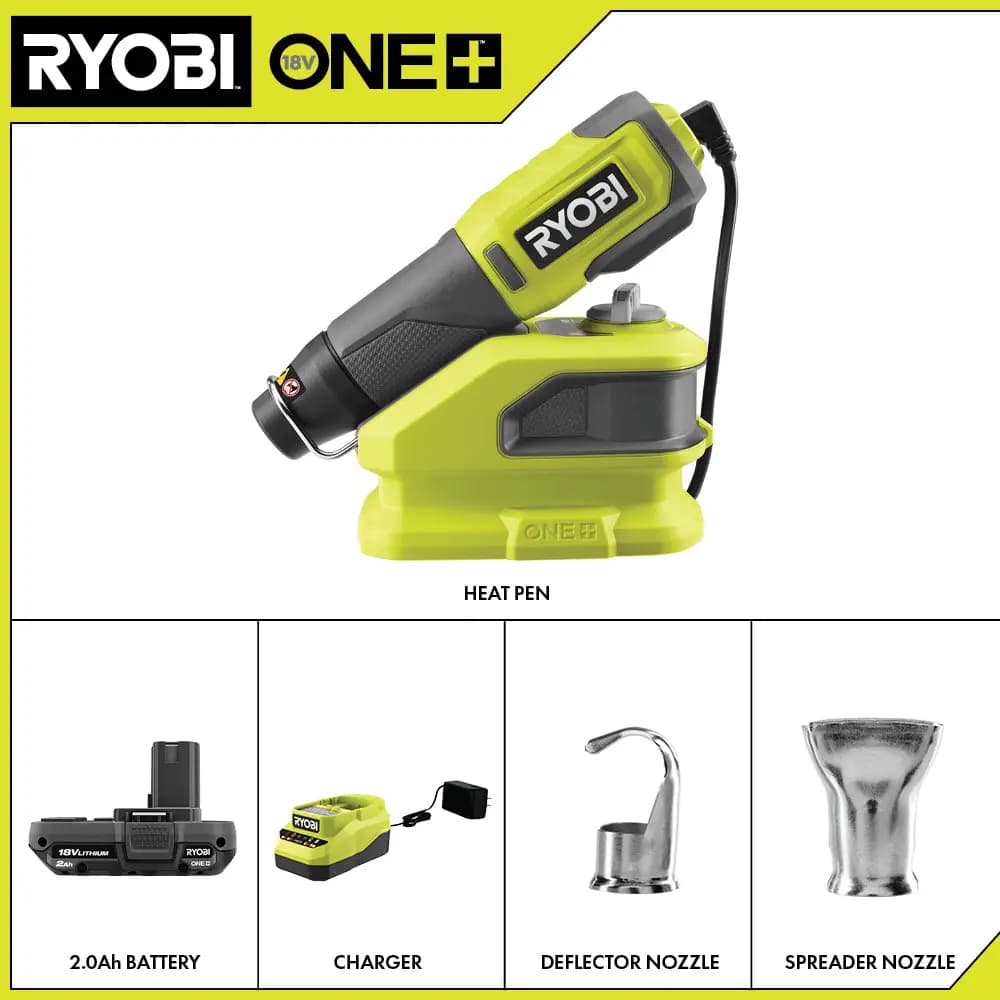 RYOBI 18V ONE+ Heat Pen Kit [Fuel Gauge Integrated LEDs, Voltage 18V, Capacity 2Ah]