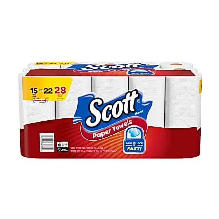 Scott® Select-A-Size® Mega 1-Ply Paper Towels, 102 Sheets Per Roll, Pack Of 15 Rolls [color White, size class Mega, Paper Towel Size (Length) 11 in., Paper Towel Size (Width) 7-5/1