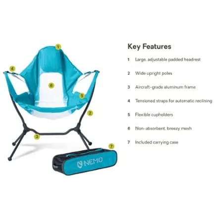 NEMO Stargaze Reclining Camp Chair Algiers Blue [Camping, Suspended, Yes]