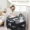 TODECARE 4-in-1 Baby Bassinet & Pack and Play with Bedside Sleeper and Diaper Changer, Portable Crib with Mattress, Black [Dimensions (Overall) 13.7 inches (H) x 28 inches (W) x 39