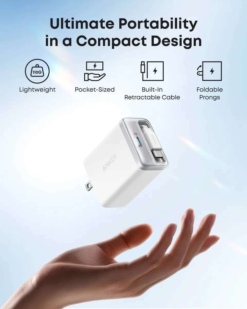 Anker Bundle kit:Anker Nano Charger (35W, Built-In Retractable USB-C Cable) —2- Pack [35W, 100-240V~, 1.2A, 50-60Hz, USB-C1 (Retractable Cable Port)]