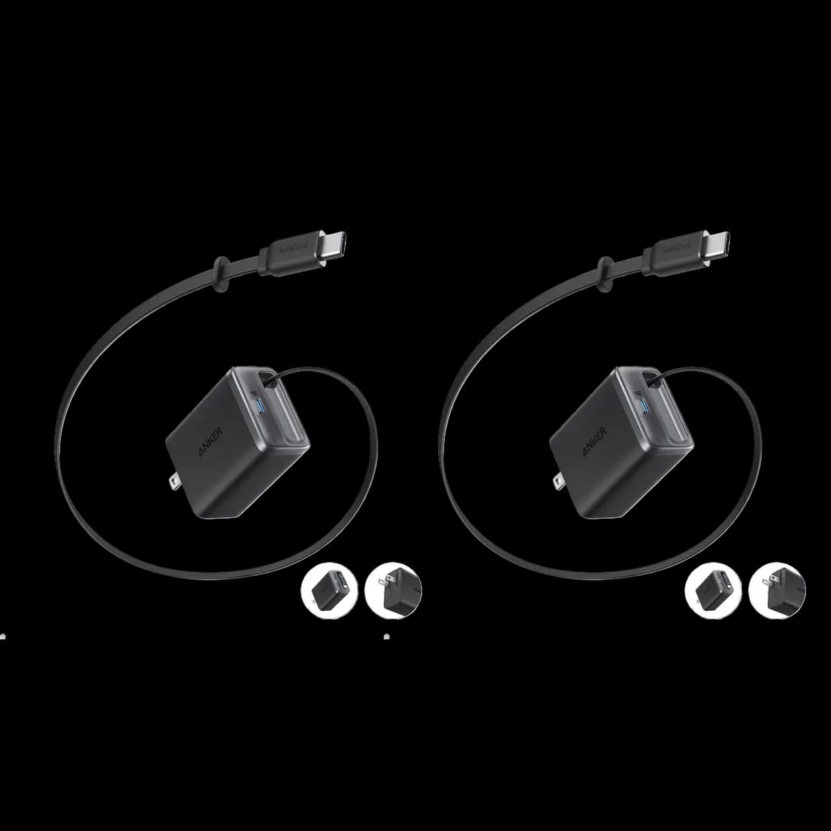 Anker Bundle kit:Anker Nano Charger (35W, Built-In Retractable USB-C Cable) —2- Pack [35W, 100-240V~, 1.2A, 50-60Hz, USB-C1 (Retractable Cable Port)]