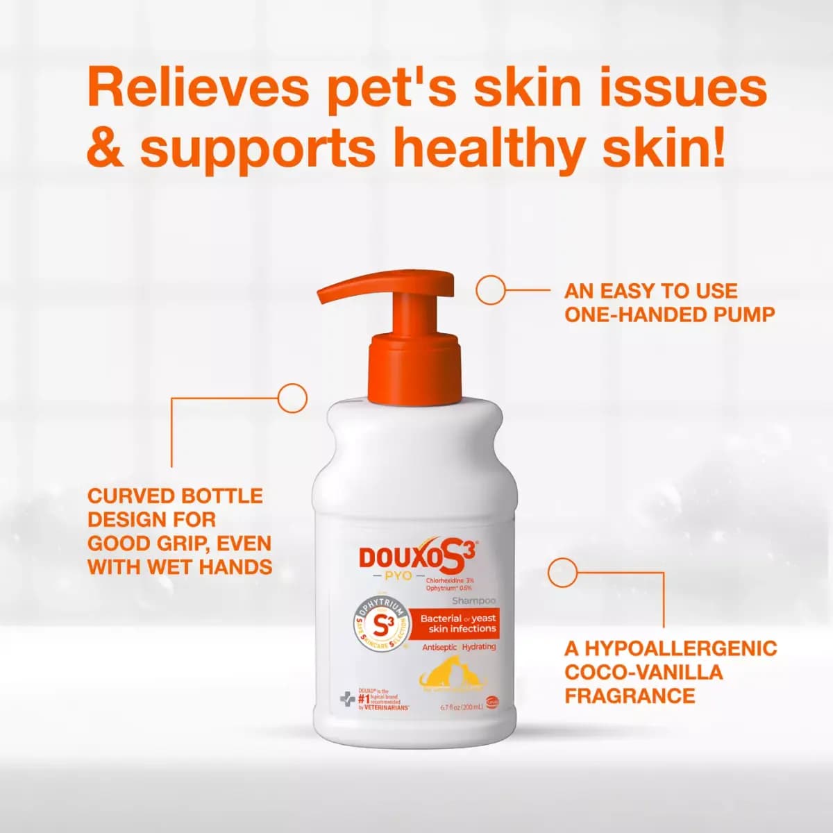 Douxo® S3 PYO Chlorhexidine Antiseptic Antifungal Dog Shampoo - 6.7 oz [Product Brand & Name Douxo S3 PYO Antiseptic Antifungal Chlor, Features Antifungal, Includes (1) 6.7 oz bott