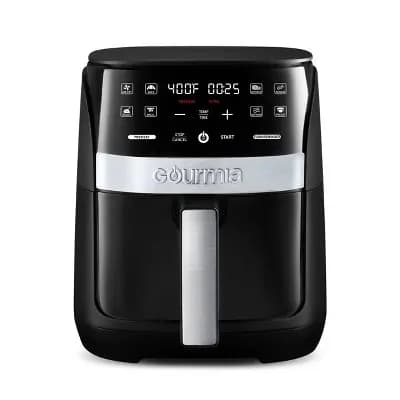 Gourmia Digital 3qt Air Fryer with Guided Cooking Prompts Black/Stainless Steel Finish [3 Quart, 1200 Watts, Stainless Steel]