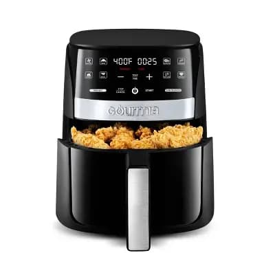 Gourmia Digital 3qt Air Fryer with Guided Cooking Prompts Black/Stainless Steel Finish [3 Quart, 1200 Watts, Stainless Steel]
