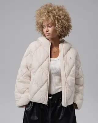 Jordan Brooklyn Women's Puffer Jacket Pearl White [Body: 100% nylon. Lining/Fill: 100% polyester., Machine wash, XS (0–2)-XXL (20–22)]