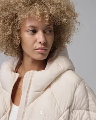 Jordan Brooklyn Women's Puffer Jacket Pearl White [Body: 100% nylon. Lining/Fill: 100% polyester., Machine wash, XS (0–2)-XXL (20–22)]