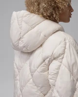 Jordan Brooklyn Women's Puffer Jacket Pearl White [Body: 100% nylon. Lining/Fill: 100% polyester., Machine wash, XS (0–2)-XXL (20–22)]