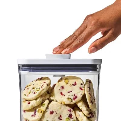 OXO POP 3pc Plastic Food Storage Container Set Clear: Air Tight Seal, Dishwasher-Safe, Lifetime Warranty [Styrene Acrylonitrile, Dishwasher-Safe, 3 Containers With Lids]