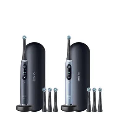 Oral-B iO9 Twin Pack, Black Onyx + Aqua Marine [7 SMART Brushing Modes, Interactive Color Display, Artificial Intelligence + 3D]