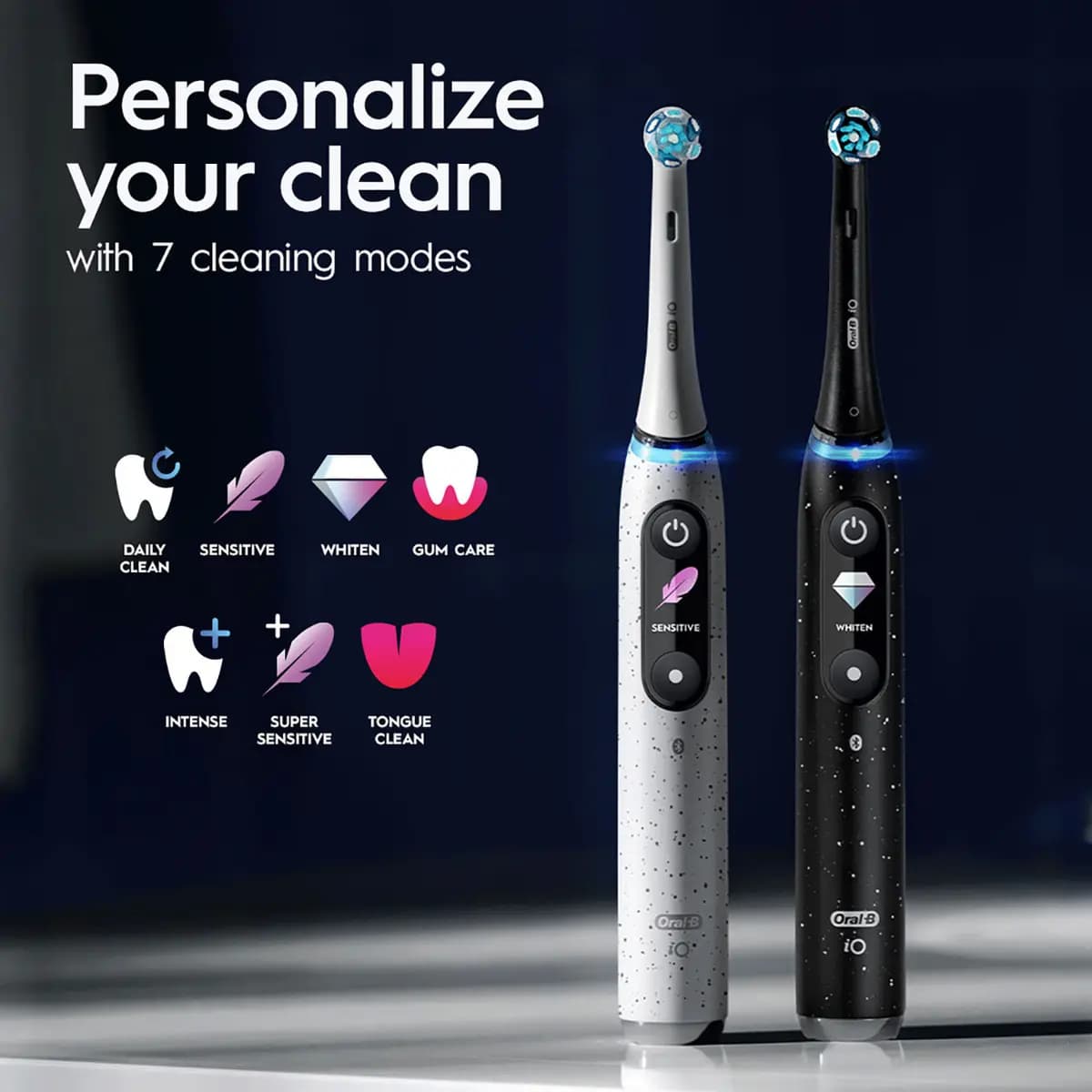 Oral-B iO9 Twin Pack, Black Onyx + Aqua Marine [7 SMART Brushing Modes, Interactive Color Display, Artificial Intelligence + 3D]