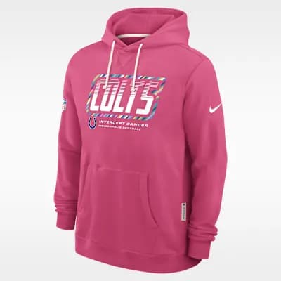 Indianapolis Colts Crucial Catch Sideline Standard Issue Men's Nike Dri-FIT NFL Pullover Hoodie Pink [Pink, Hood with drawstring, Front pocket]