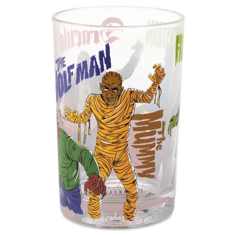 Universal Monsters Collectible Drinking Glass, 13.5 oz. [Frankenstein. Dracula. The Wolfman., 3.25" W x 5" H x 3.25" D, Glass., Holds 13.5 oz.]
