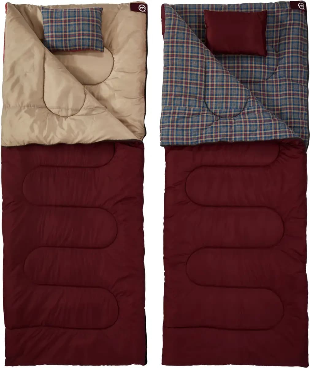 Magellan Outdoors Magellan Outdoors RedRock Double Sleeping Bag [Cotton flannel, polyester taffeta, 0 - 14 Degrees, High-loft, 7-hole polyester fiberfill]