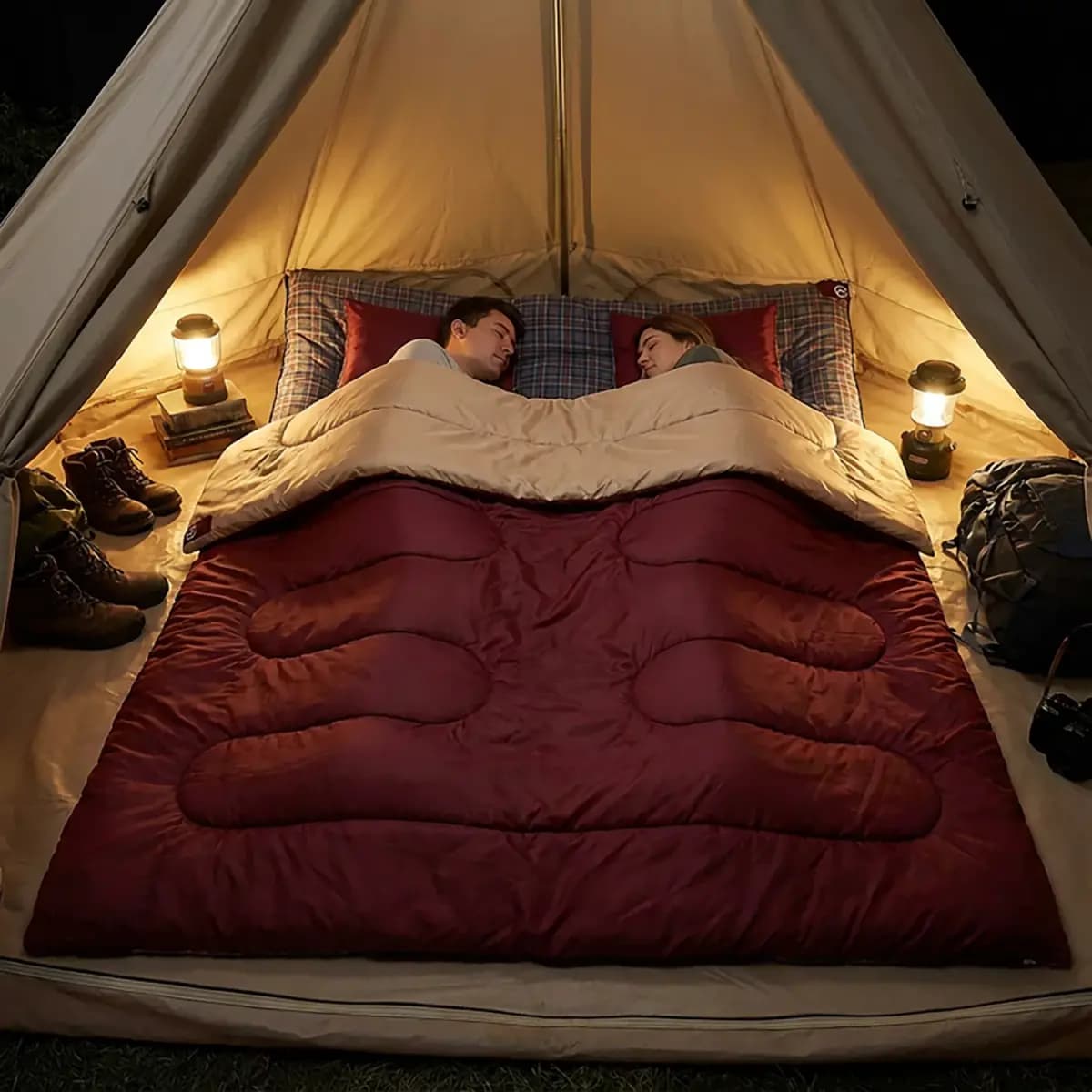 Magellan Outdoors Magellan Outdoors RedRock Double Sleeping Bag [Cotton flannel, polyester taffeta, 0 - 14 Degrees, High-loft, 7-hole polyester fiberfill]