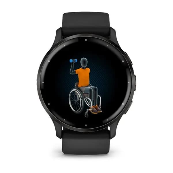 Garmin Venu 3 Slate Stainless Steel Bezel with Black Case and Silicone Band [AMOLED (optional always-on mode), Swim, 5 ATM, 1.2" (30.4 mm) diameter]