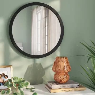 Room Essentials 20" Round Wall Mirror Black - Room Essentialsâ„¢ [Polyethylene (Frame), Glossy, 19 Inches]