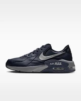 Nike Air Max Excee Leather Men's Shoes with Reflective Accents Obsidian/Stealth/Diffused Blue/Metallic Silver [Obsidian/Stealth/Diffused Blue/Metallic Silver, Reflective details, F