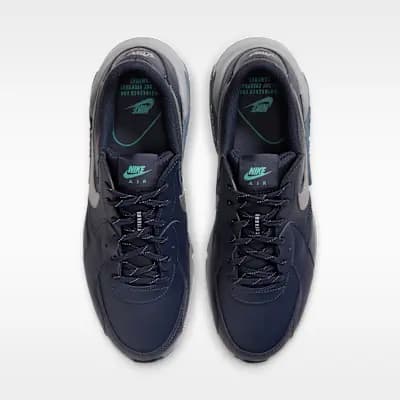 Nike Air Max Excee Leather Men's Shoes with Reflective Accents Obsidian/Stealth/Diffused Blue/Metallic Silver [Obsidian/Stealth/Diffused Blue/Metallic Silver, Reflective details, F