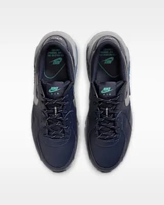 Nike Air Max Excee Leather Men's Shoes with Reflective Accents Obsidian/Stealth/Diffused Blue/Metallic Silver [Obsidian/Stealth/Diffused Blue/Metallic Silver, Reflective details, F