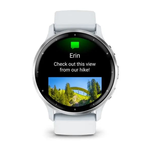 Garmin Venu 3 Silver Stainless Steel Bezel with Whitestone Case and Silicone Band [AMOLED (optional always-on mode), Swim, 5 ATM, 1.2" (30.4 mm) diameter]