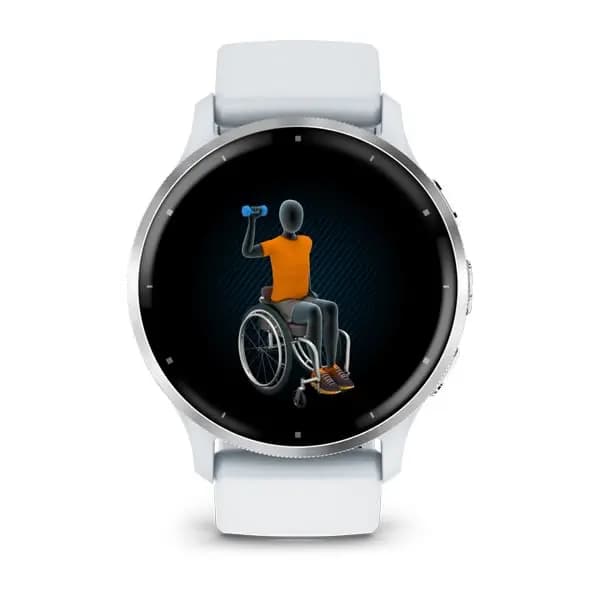 Garmin Venu 3 Silver Stainless Steel Bezel with Whitestone Case and Silicone Band [AMOLED (optional always-on mode), Swim, 5 ATM, 1.2" (30.4 mm) diameter]