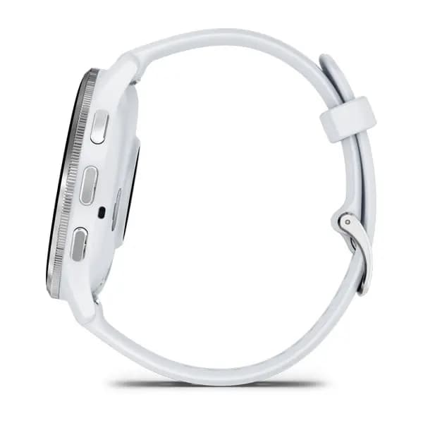 Garmin Venu 3 Silver Stainless Steel Bezel with Whitestone Case and Silicone Band [AMOLED (optional always-on mode), Swim, 5 ATM, 1.2" (30.4 mm) diameter]