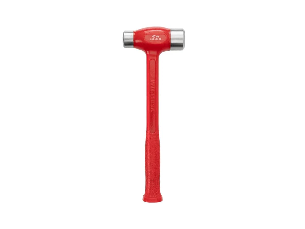 TEKTON 47 oz. Flat Steel Face Dead Blow Hammer [A. Length (in.) 13.6, B. Width (in.) 4.8, C. Height (in.) 1.8]