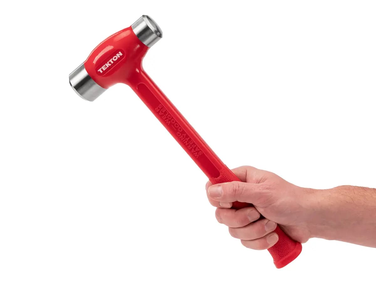 TEKTON 47 oz. Flat Steel Face Dead Blow Hammer [A. Length (in.) 13.6, B. Width (in.) 4.8, C. Height (in.) 1.8]
