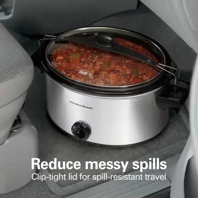 Hamilton Beach 6qt Stay or Go Slow Cooker Silver - 33262: Removable Stoneware Pot, 3 Settings, Dishwasher-Safe Parts [265 Watts, Metal, 108 Ounces]