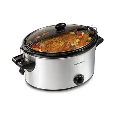 Hamilton Beach 6qt Stay or Go Slow Cooker Silver - 33262: Removable Stoneware Pot, 3 Settings, Dishwasher-Safe Parts [265 Watts, Metal, 108 Ounces]