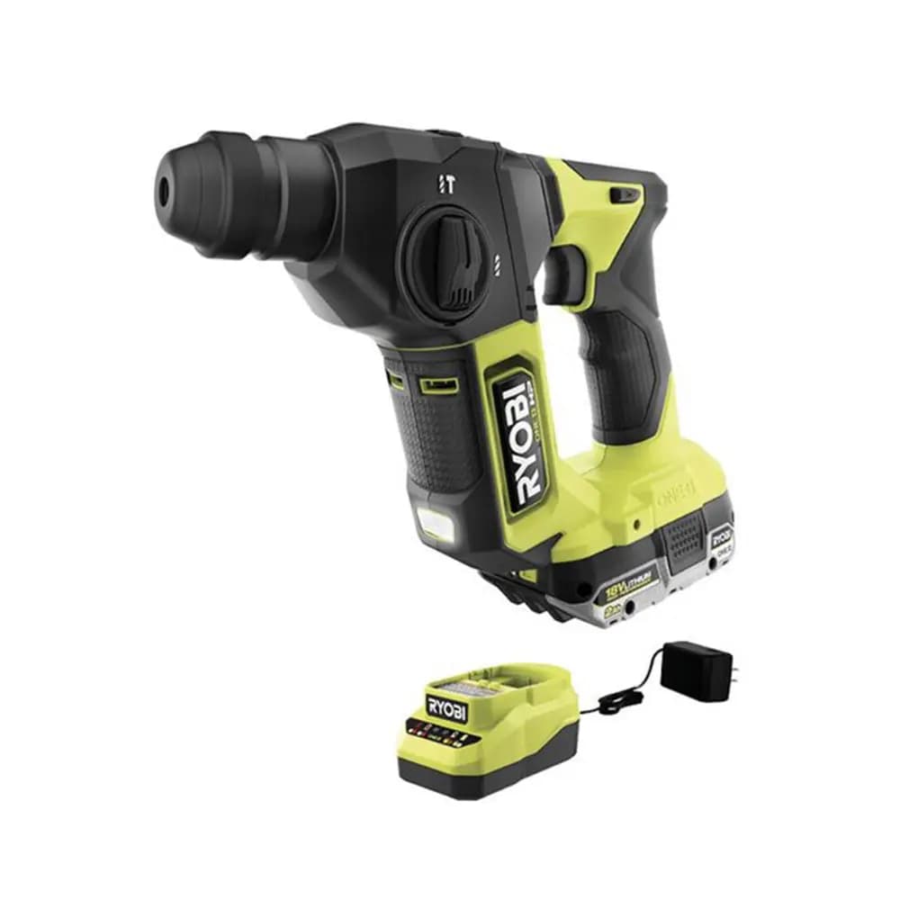 RYOBI 18V ONE+ HP Compact Brushless 5/8" SDS-Plus Rotary Hammer Kit [Amp Hours 2.0 Ah, Voltage 18V, Charge Time 60 Minutes]