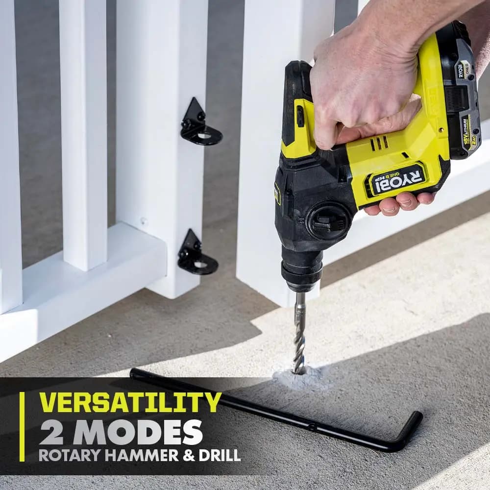RYOBI 18V ONE+ HP Compact Brushless 5/8" SDS-Plus Rotary Hammer Kit [Amp Hours 2.0 Ah, Voltage 18V, Charge Time 60 Minutes]
