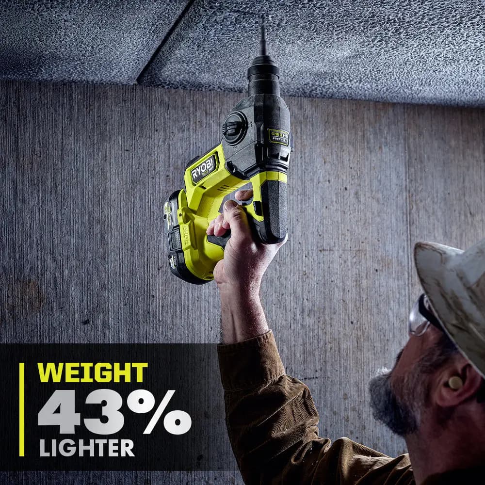 RYOBI 18V ONE+ HP Compact Brushless 5/8" SDS-Plus Rotary Hammer Kit [Amp Hours 2.0 Ah, Voltage 18V, Charge Time 60 Minutes]
