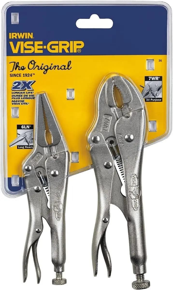 IRWIN Vise-Grip Original Locking Pliers with Wire Cutter Set, 2 Piece, 36 [Model 36, 2 Count, 10"L x 4.02"W]