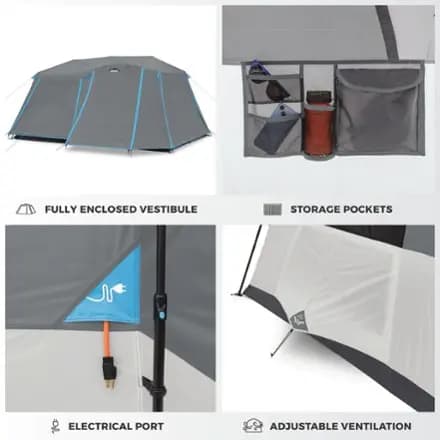 CORE Equipment 9-Person Lighted Instant Cabin Tent with Full Rainfly Blue/gray [Camping, 3-season, 8+ people]