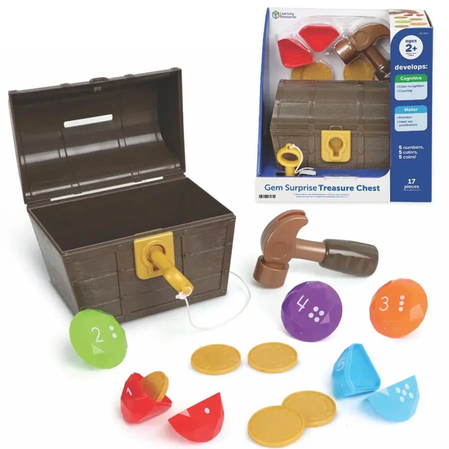 Fat Brain Toys Gem Surprise Treasure Chest [BUILD PRESCHOOL READINESS: Introduces numbers and colors through hands-on play; a great fit for preschool learning toys, classroom treas